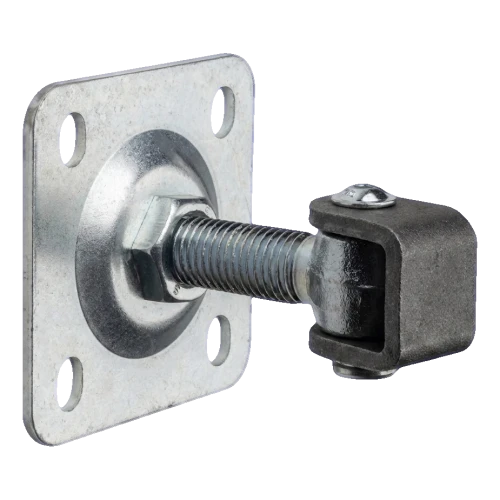 PSG verstellbares Torscharnier M20 mit Schild 100×100 mm verzinkt – schwarzes Ohr 001-373 (1)