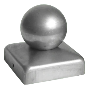 Stahldach für Zaunpfosten 100×100 mm mit Kugel Ø 60 mm – roh