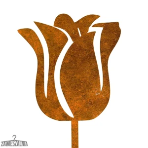 Gartenstecker – Gartendekoration rostiger Tulpe aus Cortenstahl 14×95 cm