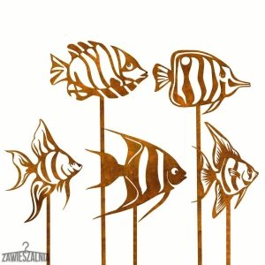 Gartenschmuck – Set mit 5 dekorativen Fischen aus Corten-Stahl XXL 103 cm