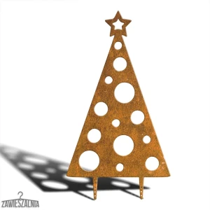 Hängeständer – dekorativer Garten-Weihnachtsbaum XXL 92 cm aus Corten-Stahl, Punkte-Muster