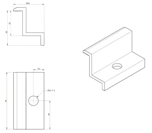 Seitenklemme H30 schwarz eloxiert – PV-Endklemme L50