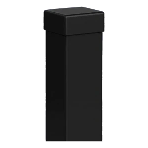 Zaunpfosten Stahl 80×80 mm schwarz RAL 9005 – 2,0 m mit Kappe