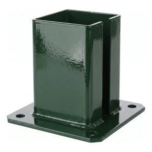Stahlfußplatte für Zaun- und Torpfosten 100×100 mm grün RAL 6005