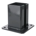 Stahlfußplatte für Zaunpfosten 100×100 mm – Montagefuß Anthrazit RAL 7016 000-792 (1)