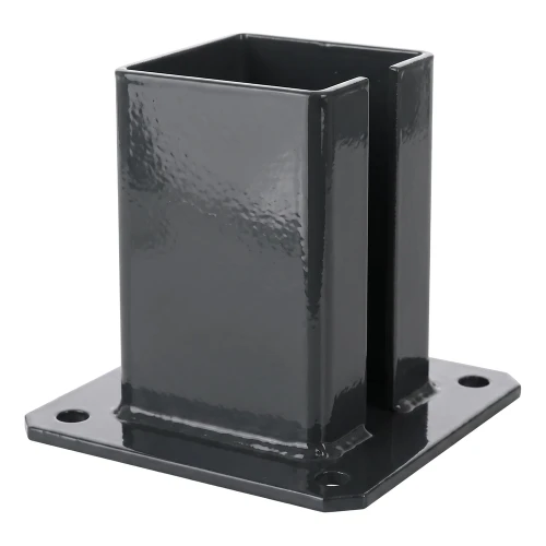 Stahlfußplatte für Zaunpfosten 100×100 mm – Montagefuß Anthrazit RAL 7016 000-792 (1)