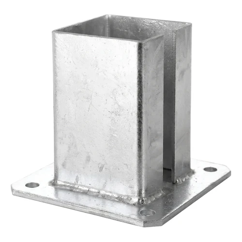 Stahlfußplatte für Zaun- und Torpfosten 100×100 mm verzinkt 000-789 (1)