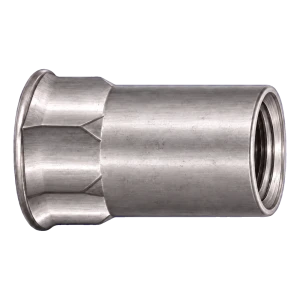 Blindnietmutter Edelstahl A2 M8×17 mm – kleiner Senkkopf, Teilsechskant-Schaft – Karton 250 Stk.