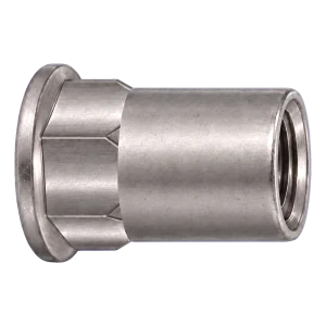 Blindnietmutter Edelstahl A2 M8×17,5 mm – Flachkopf, Teilsechskant-Schaft – Karton 250 Stk.