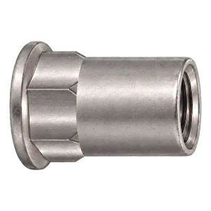 Blindnietmutter Edelstahl A4 M8×17,5 mm – Flachkopf, Teilsechskant-Schaft – Karton 250 Stk.