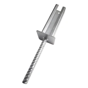 Pfostenfuß 60x40 mit Stab, silber verzinkt