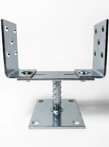 Verstellbarer Pfostenträger mit Blech 0-165 mm, silber verzinkt