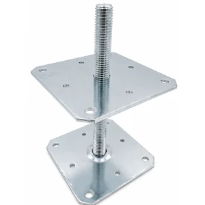Pfostenträger höhenverstellbar 160×160 mm, Gewinde M24 – Höhe 250 mm, verzinkt