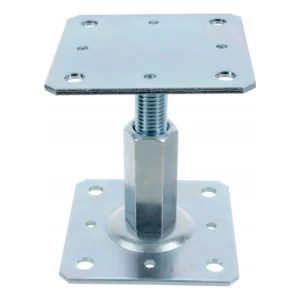 Pfostenträger höhenverstellbar 110×110 mm, Gewinde M20 – Höhe 90–150 mm, verzinkt
