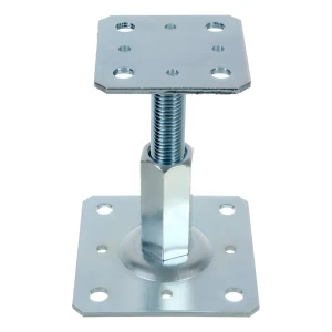 Pfostenträger höhenverstellbar 110×80 mm, Gewinde M20 – Höhe 90–150 mm, verzinkt
