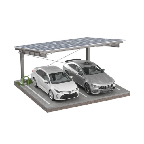 Solarcarport für 2 Fahrzeuge L 5,7m x 5,2m Photovoltaik-Parkplatz GPV-101-14