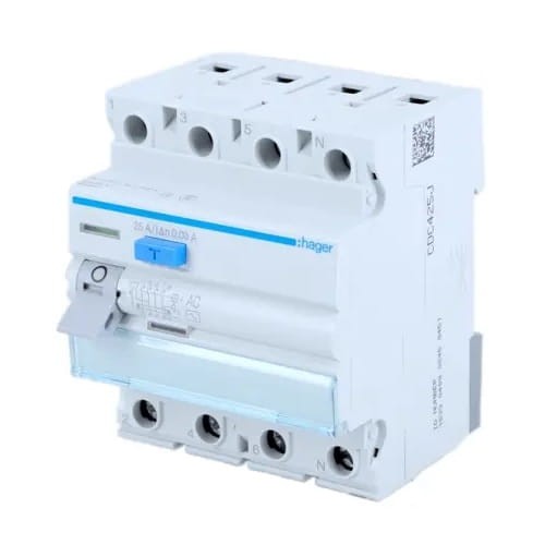 Fehlerstrom-Schutzschalter 3P+N 25A 30mA AC Typ CDC425J HAGER GPV-401-79