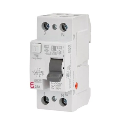 Fehlerstrom-Schutzschalter 2P 25A 30mA Typ AC EFI6-P2 AC 25/0.03 002061251 ETI GPV-401-104