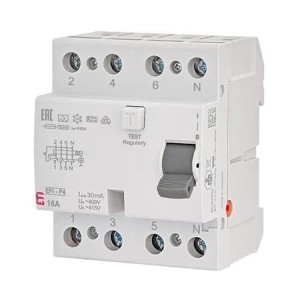 Fehlerstrom-Schutzschalter 4P 25A 30mA typ AC EFI6-P4 AC 25/0.03 002061651 ETI