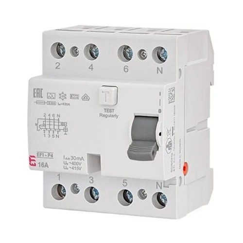 Fehlerstrom-Schutzschalter 4P 25A 30mA typ AC EFI6-P4 AC 25/0.03 002061651 ETI GPV-401-137