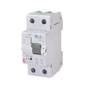 Fehlerstrom-Schutzschalter mit Überstromschutzeinrichtung B 16A 1P+N 30mA typ AC KZS-2M AC B16/0.03 002173104 ETI