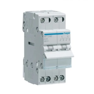 Hager Modularer Installationsschalter I-0-II (1-0-2) Gemeinsamer Punkt von oben 2P 40A 230V AC