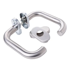 Türdrücker Milano gerundet mit ovalem Schild rostfrei