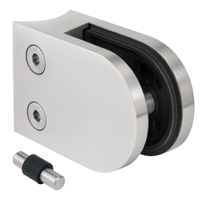 Glashalter 50x40x26 mm mit Pin, Glas 6-10,76 mm, AISI 304, System 42,4 mm, Satin