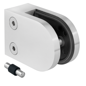 Glashalter 50x40x26 mm, Pin, Glas 6-10,76 mm, AISI 304, flaches System, Satin