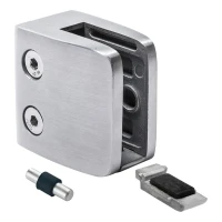 Glashalter 8-12,76 mm 52x52x32 mm Halterung und Pin AISI 304 flaches System Satin