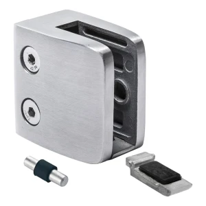 Glashalter 8-12,76 mm 52x52x32 mm Halterung und Pin AISI 304 flaches System Satin