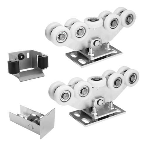 Laufwagen-Set für Schiebetor: 2× Laufwagen (9-rollig, Kunststoff) + Zubehör 000-252 (1)