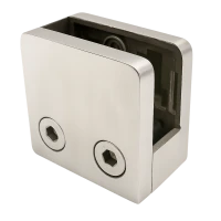 Glashalter 45x45x26 mm mit Pin-Halterung Glas 6–10,76 mm AISI 304 Flachsystem Satin