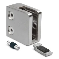 Glashalter 6-10,76 mm 45x45x26 mm Halterung und Pin AISI 304 flaches System Hochglanz