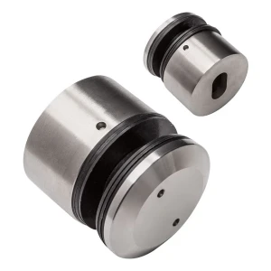 Punkthalter Glas 8-16,76mm Ø 48/26/M10x38 AISI304 mit Schlüssel Flachsystem satiniert