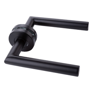 PSG Modena – schwarzer gerader Türgriff mit rundem Stahlschild