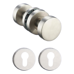 PSG Türklinken-Set beweglich aus Edelstahl mit runden PZ-Schildern