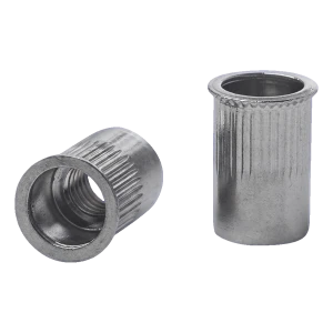 Durchgangsblinddnietmutter M10 A2 – Kegeliger Reduzierter Flansch, Gerändelt, AISI 304