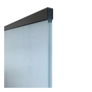 Kozza – rechteckiger Aluminium-Glashalter für Glas 12–13,52 mm, schwarz RAL 9005, 5 m