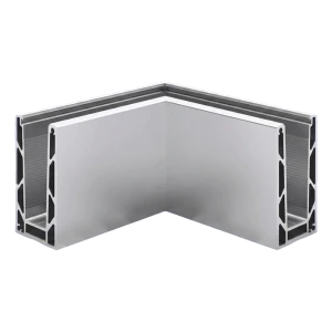 Kozza KE100 – U-Profil Außenecke 90° für rahmenlose Glasgeländer, Aluminium, matt anodisiert