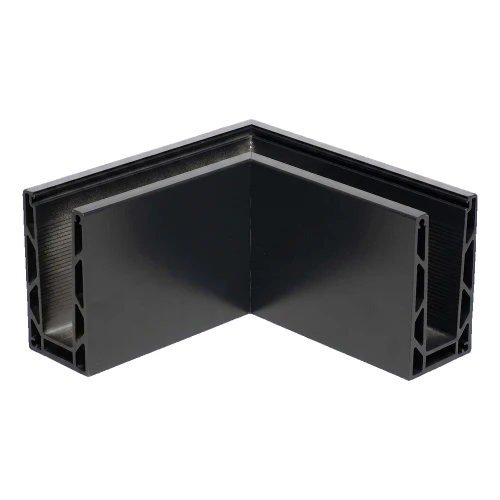 Kozza KE 100 – U-Profil Außenecke 90° für Vollglas-Geländer, dunkelgrau RAL 7021 000-858 (1)