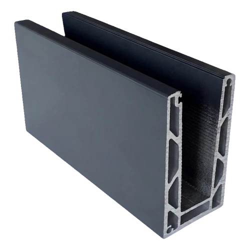 Kozza KE 100 – U-Profil für Ganzglas-Geländer 5000 mm dunkelgrau 000-862 (1)