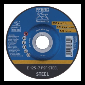 PFERD E 125-7 PSF STEEL – Schleifscheibe für Stahl 125 × 7,2 mm (Verpackung 10 Stück)