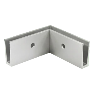 PSG U-Profil Innenecke 90° für randlose Glasgeländer – Wandmontage, Aluminium roh