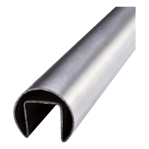 Aufsteck-Handlauf für Glas Ø 42,4 mm AISI 304 satiniert – Vollglasbalustrade, L=2500 mm