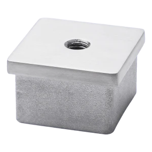 Flache Einschlagkappe für Profil 40x40 mm mit Gewinde M8, AISI 304 satin