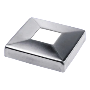 Abdeckrosette quadratisch 108×108 mm für Geländerprofil 40×40 – Edelstahl AISI 316 satiniert