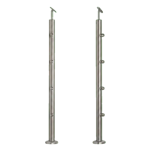 PSG Geländerpfosten Mittelpfosten durchlaufend ø 42,4 mm AISI 304 – 4 Halterungen, satiniert 001-204 (1)
