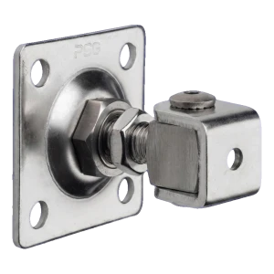 PSG verstellbares Torscharnier M16 AISI304 mit Schild 80×80 mm – roh